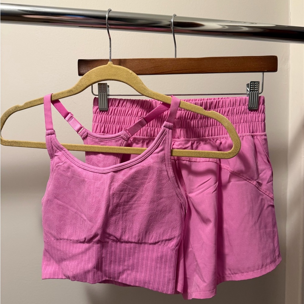 Pink Athletic Tank and Shorts Set